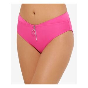 HULA HONEY Women's Pink V-Front Waistline Zippered Swimsuit Bottom XS